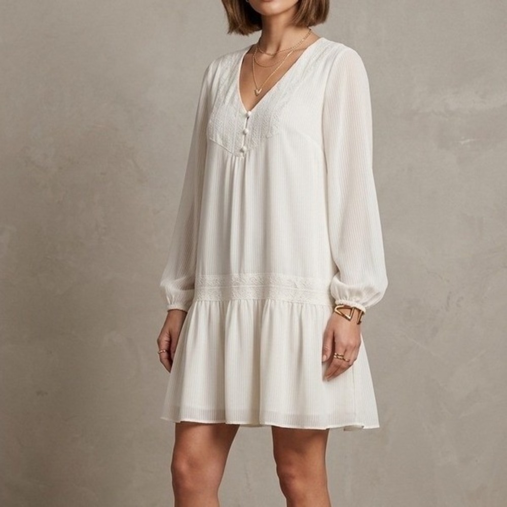 Textile Elizabeth and James Mini Dress Womens M White Excellent Lace Boho Ivory